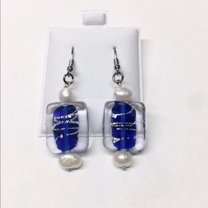 Pearl and artesian glass earrings